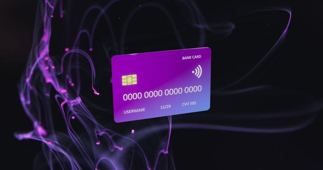 Credit Card in Digital Interface with Neon Light Trails - Download Free Stock Images Pikwizard.com