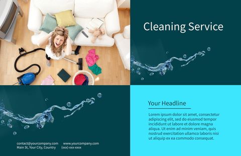 Woman in Vibrant Cluttered Room Highlights Home Cleaning Service Benefits - Download Free Stock Templates Pikwizard.com