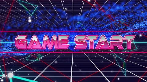 Retro Futuristic Game Start Neon Graphic