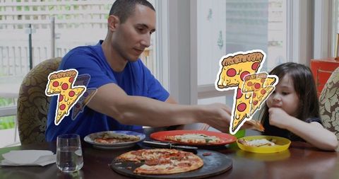 Father and Daughter Enjoying Pizza Together at Home - Download Free Stock Images Pikwizard.com