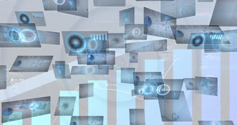 Futuristic Financial Data Interface with HD Panels and Graphs