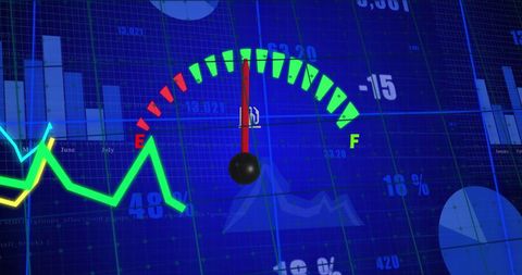 Digital Fuel Gauge with Financial Data Analysis Background - Download Free Stock Images Pikwizard.com