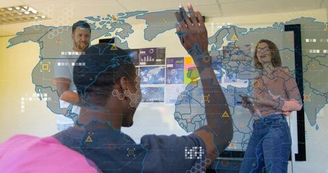 Multiracial team engaging in technology-driven collaboration