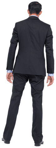 Rear View of Biracial Businessman on Transparent Background
