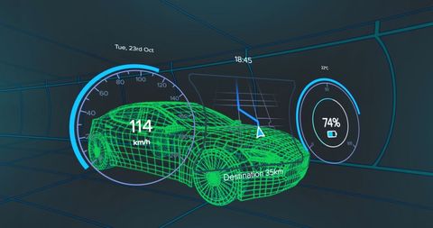 Futuristic 3D Model Car with Digital Interface for Data Processing - Download Free Stock Images Pikwizard.com