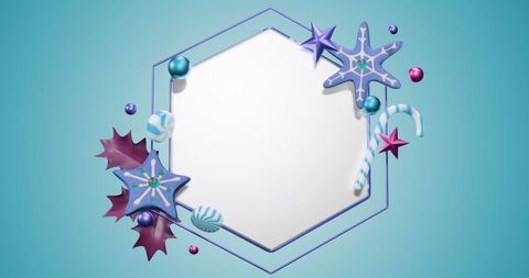 Hexagon Frame: Festive Christmas Decorations with Space for Text