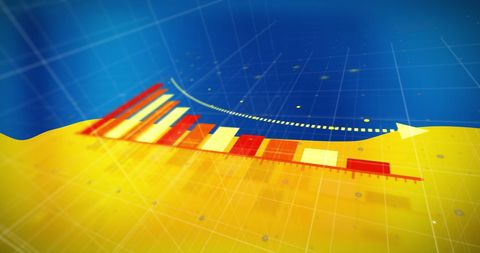 Financial Graph Overlay with Ukrainian Flag Colors Depicting Economic Trends - Download Free Stock Images Pikwizard.com
