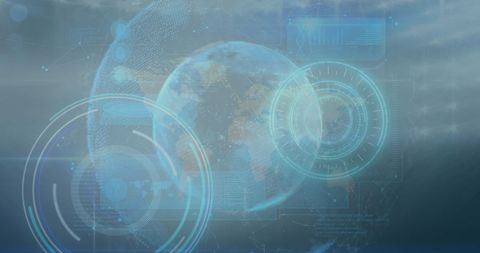 Digital Interface with Futuristic Globe and Data Processing - Download Free Stock Images Pikwizard.com