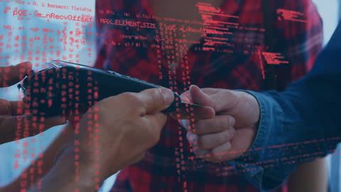 Secure Digital Payment with Data Overlay Illustrating Technology