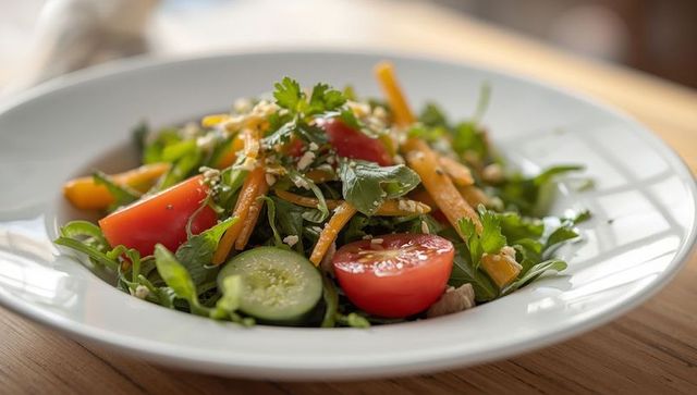 Fresh Vegetable Salad with Tomatoes and Cucumber