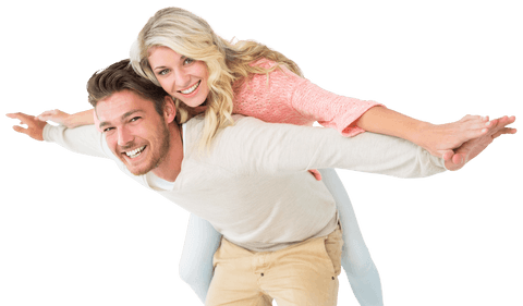Happy Couple Piggyback Fun Transparent Background