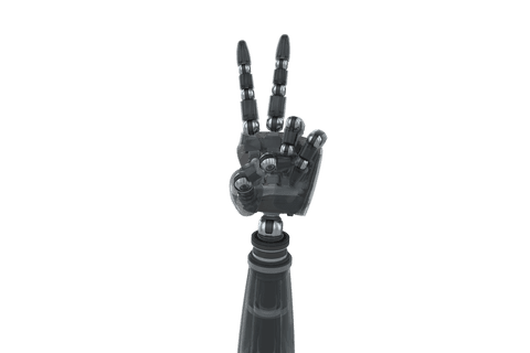 Transparent Robotic Hand Showing Victory Sign Modern Technology - Download Free Stock Videos Pikwizard.com