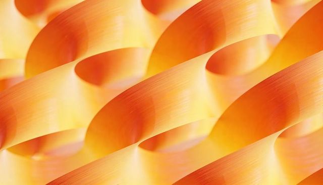 Golden ribbon tessellation creating curved oval patterns and warm light