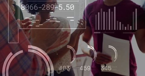 Modern Business Team Analyzing Data with Digital Interface