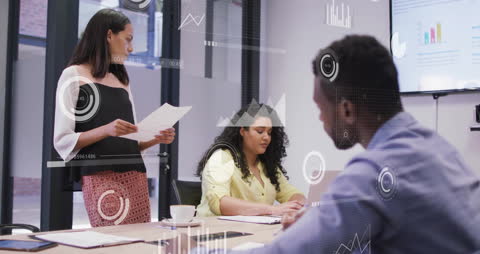 Digital Data Animation in Business Meeting Discussion