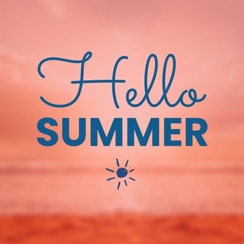 Hello Summer Text Against Dusky Beach Ocean Background - Download Free Stock Templates Pikwizard.com