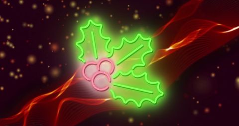 Bright Neon Christmas Holly with Festive Glow