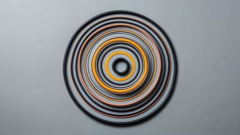 Concentric metal rings with modern geometric design