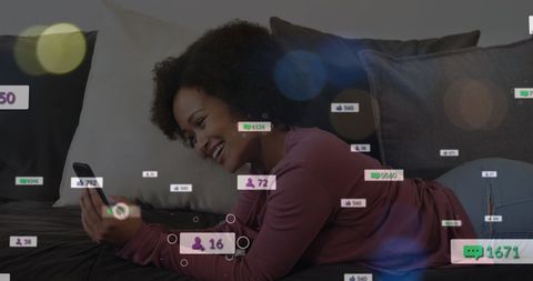 African American Woman Engaging with Social Media Platforms at Home - Download Free Stock Images Pikwizard.com