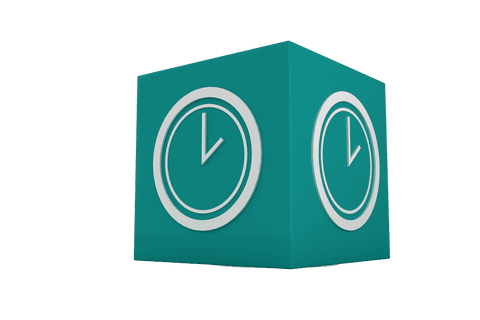 transparent aquamarine cube with clock symbol for time management - Download Free Stock Videos Pikwizard.com