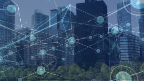 Digital Network Over Modern Urban Cityscape