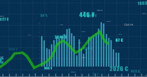 Financial Data Analysis with Digital Graph Overlay - Download Free Stock Images Pikwizard.com