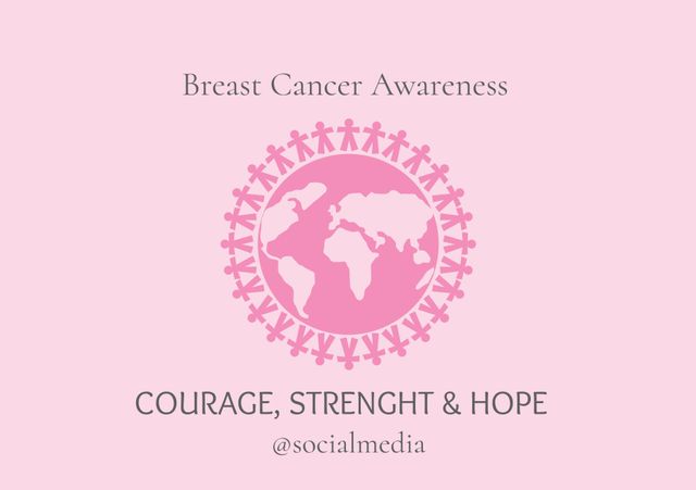 Breast Cancer Awareness Pink Unity Design with Globe and Ribbon - Download Free Stock Templates Pikwizard.com