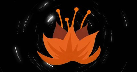 Glowing digital lotus emblem in abstract cyber space