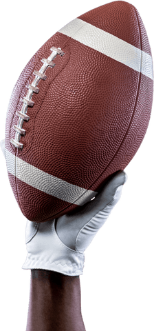 Transparent Close-Up Hand Holding American Football