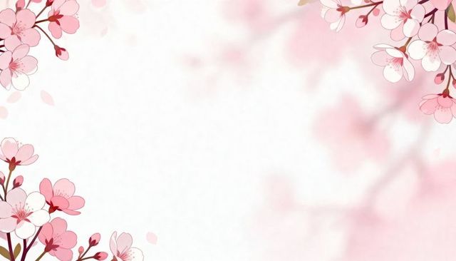Pink cherry blossom frame watercolor pastel background for greeting card templates