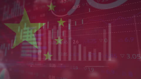 Digital Data Processing Overlaid on China's Flag