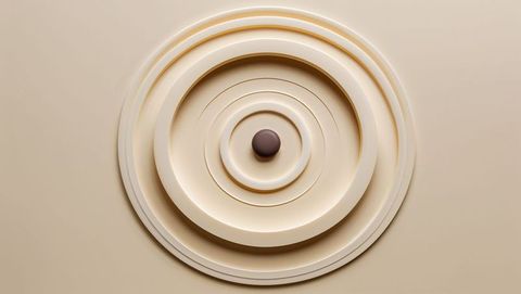 Minimalist abstract geometric circles on beige background