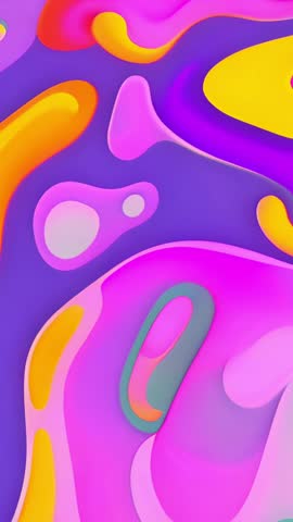 Drifting Neon Blobs Vertical Animation with Pink-Purple Layers Layering over Violet Canvas