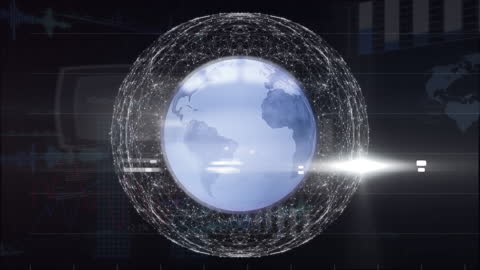 Digital Network Globe with Data Interface Overlay