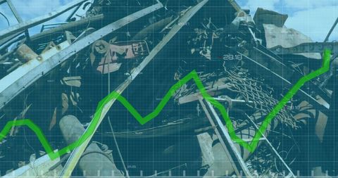 Green Line Visualization Over Recylcled Materials