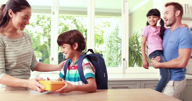 Family Morning Routine in Modern Kitchen - Download Free Stock Images Pikwizard.com