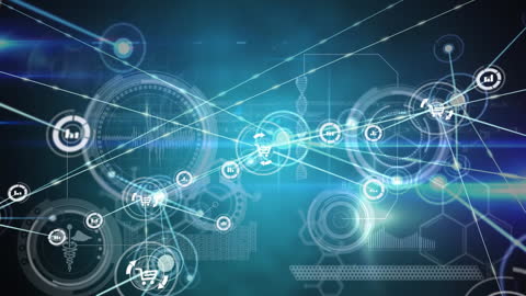 Futuristic Network Connections and Data Processing Graphics