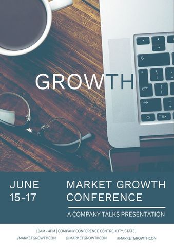 market growth conference announcement with professional business tools - Download Free Stock Templates Pikwizard.com
