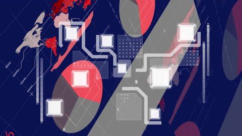 Digital Data Interface with World Map and Cyber Elements