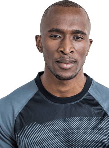 Confident Young Sportsman Gazing with Inspiration on Transparent Background