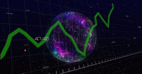 Futuristic Financial Growth Graph over Digital Globe