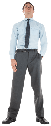Confident Businessman Standing with Hand in Pocket on Transparent Background