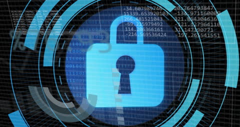 Digital Security Technology Illustration with Padlock Hologram