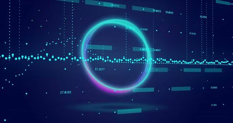 Futuristic data visualization with glowing circular interface