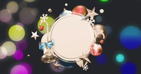 Festive christmas decorations around blank circular sign