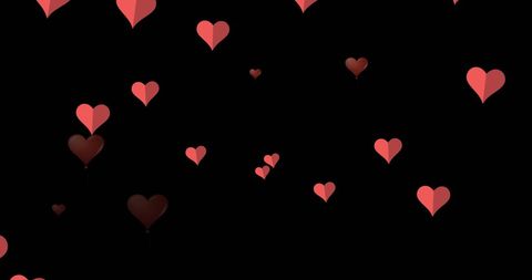 Floating Red Hearts on Black Background Valentine's Theme
