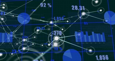 data processing network with icons and graphs - Download Free Stock Images Pikwizard.com