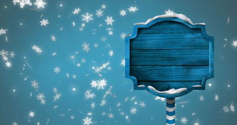 Festive Christmas Sign with Snowflakes and Copy Space