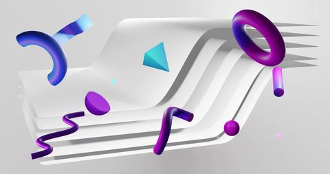 Vibrant Abstract Shapes Floating Over Waving Layers