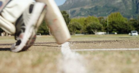 Cricketer Running Mid-Match on Sundrenched Field - Download Free Stock Images Pikwizard.com